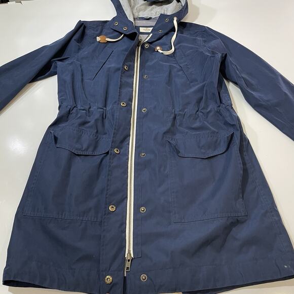 Marine Layer Women’s “Milie” Raincoat Blue Windbreaker Waterproof Lined Hooded M - Picture 5 of 9